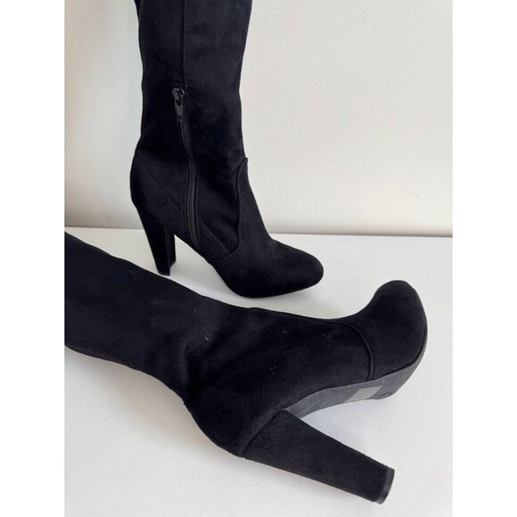 Black Faux Suede Thigh High Boots size 7 - Picture 6 of 8